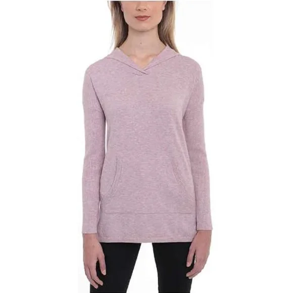 Cyrus Ladies' Drop Shoulder Ribbed Hem Pullover Hoodie Top Orchid Heather Size M - Picture 2 of 16
